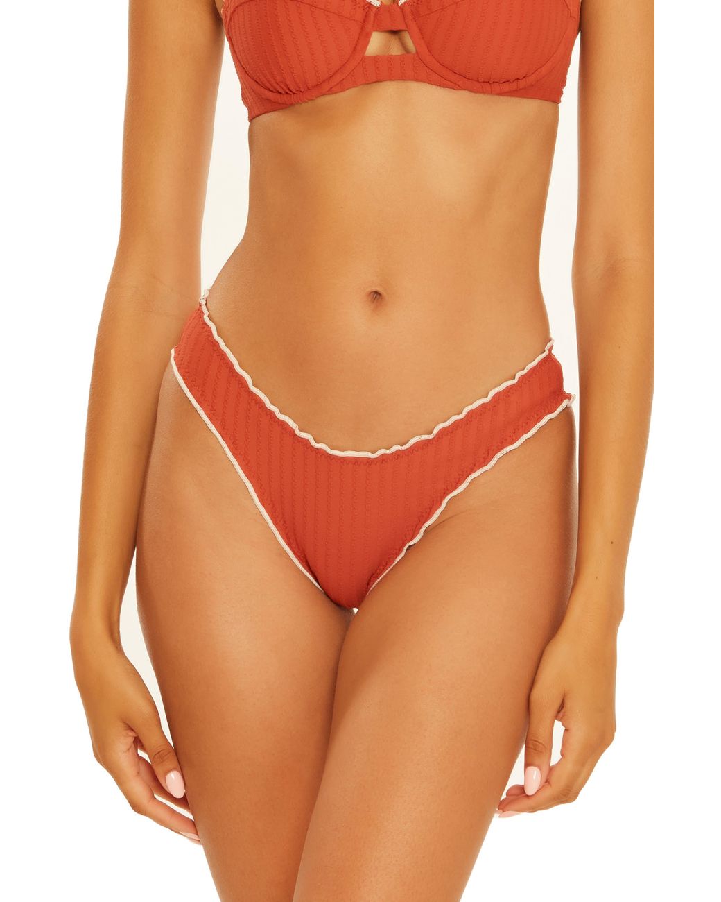 Isabella Rose Mayorca Maui High Cut Bikini Bottoms in Orange | Lyst