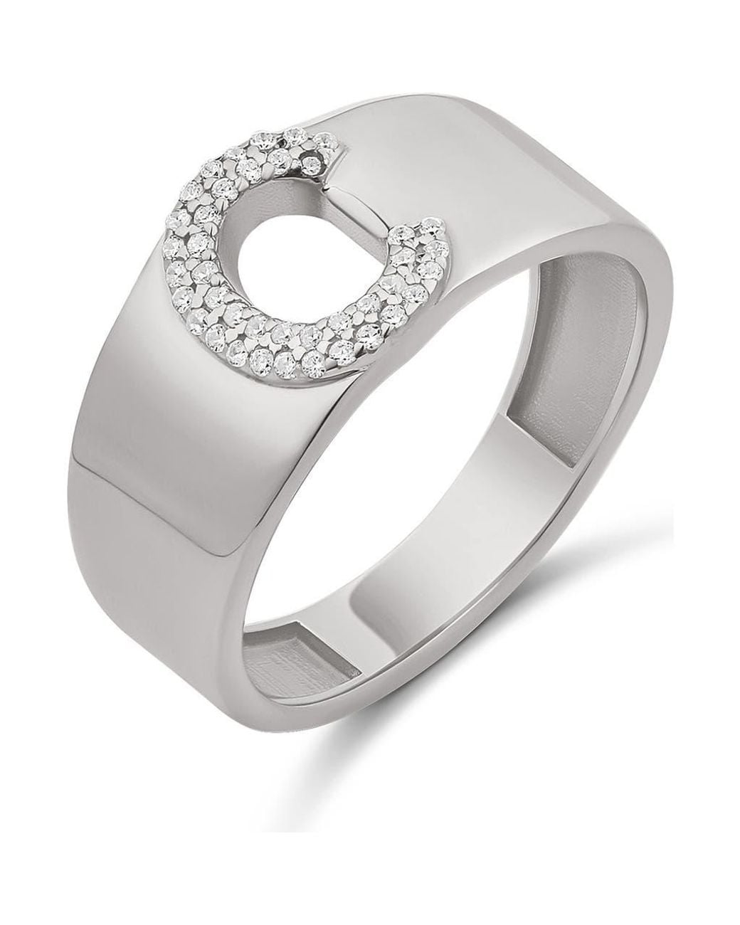 SHYMI Metallic Pavé Signet Initial Ring