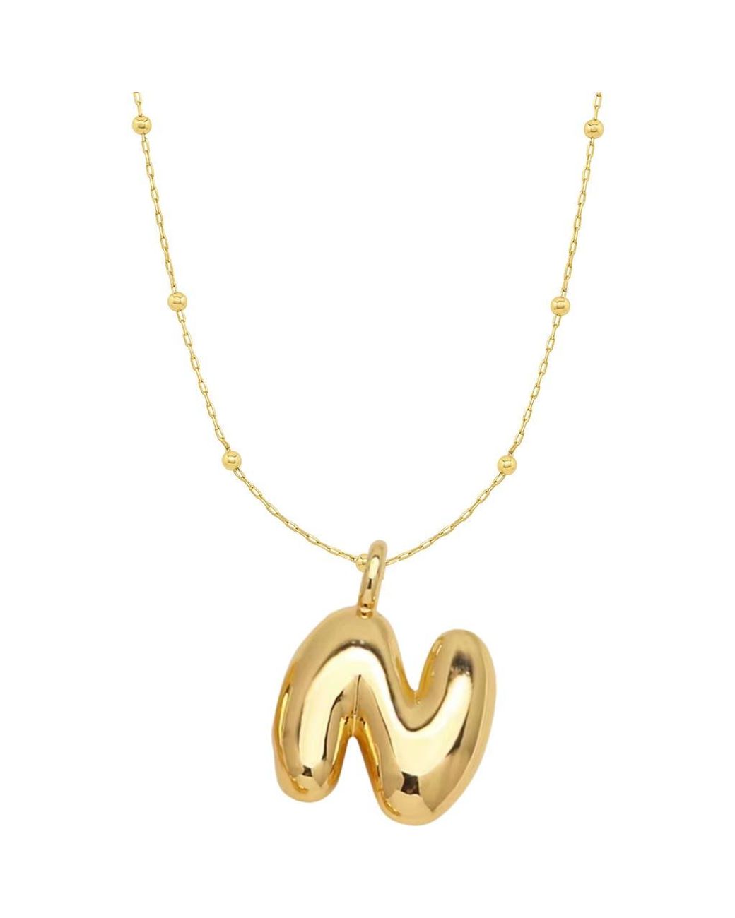Emma Rae Metallic 14K Plated Bubble Initial Pendant Necklace