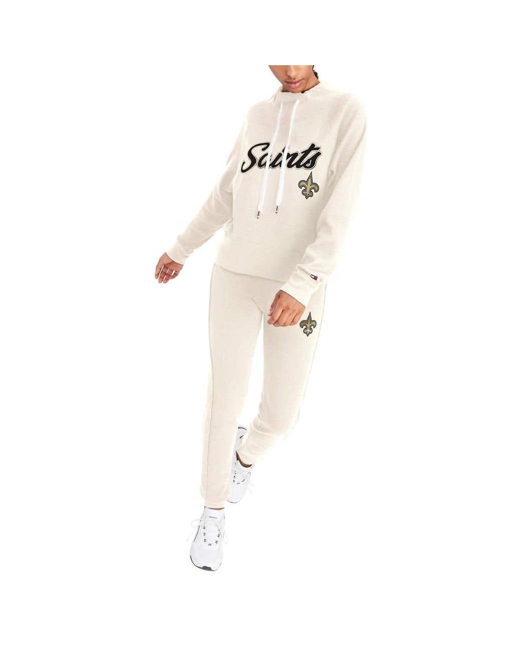 Tommy Hilfiger New Orleans Saints Zoey Raglan Pullover Sweatshirt & Pants  Lounge Set At Nordstrom in Metallic