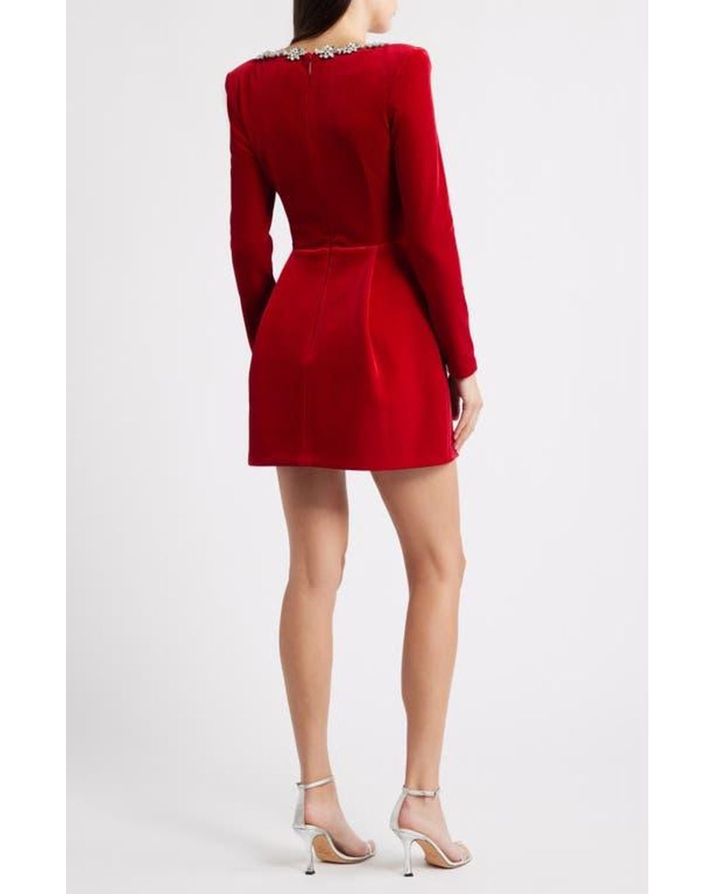 nadine merabi red velvet dress SAMPLE SALE Nadine Merabi Kimberly Red Dress