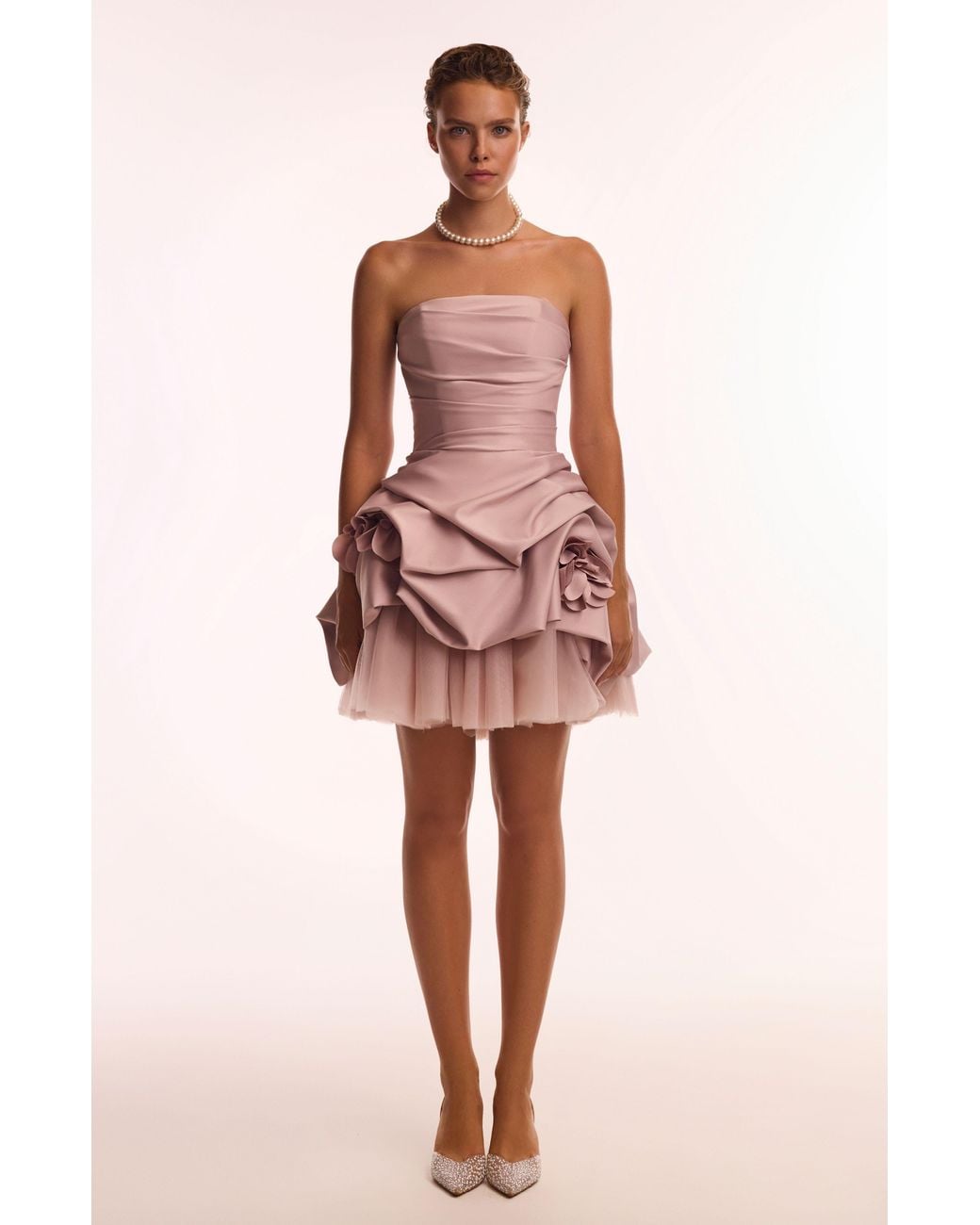 Millà Pink Strapless Rosette Formal Occasion Mini Dress