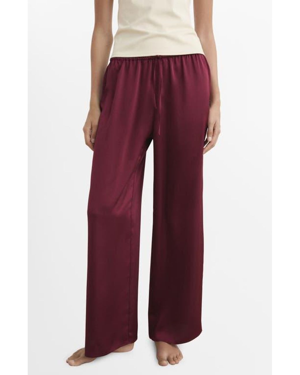 Mango Red Satin Pajama Pants