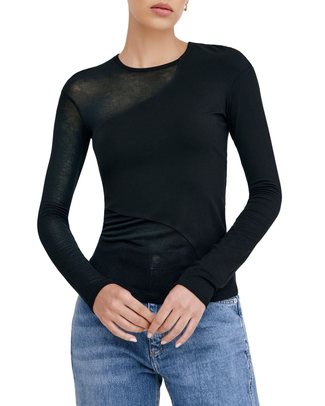 MARCELLA Black Casey Contrast Knit Top