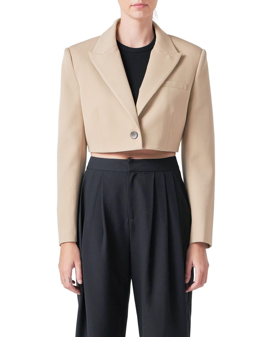 Grey Lab Black Crop Blazer
