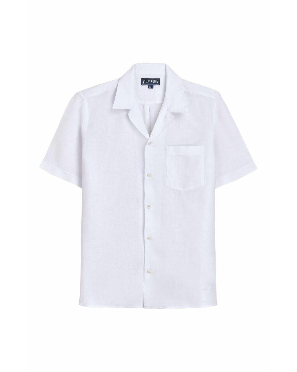 Vilebrequin White Linen Solid Bowling Shirt for men