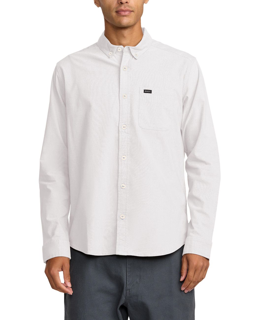 RVCA White That'Ll Do Stretch Cotton Blend Button-Down Shirt for men