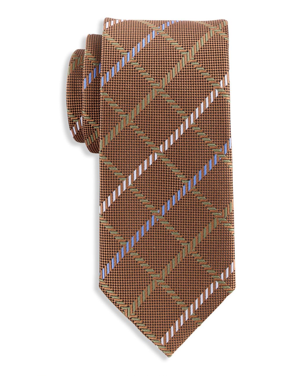 Oak Hill by DXL Brown Grid Patterned Tie for men