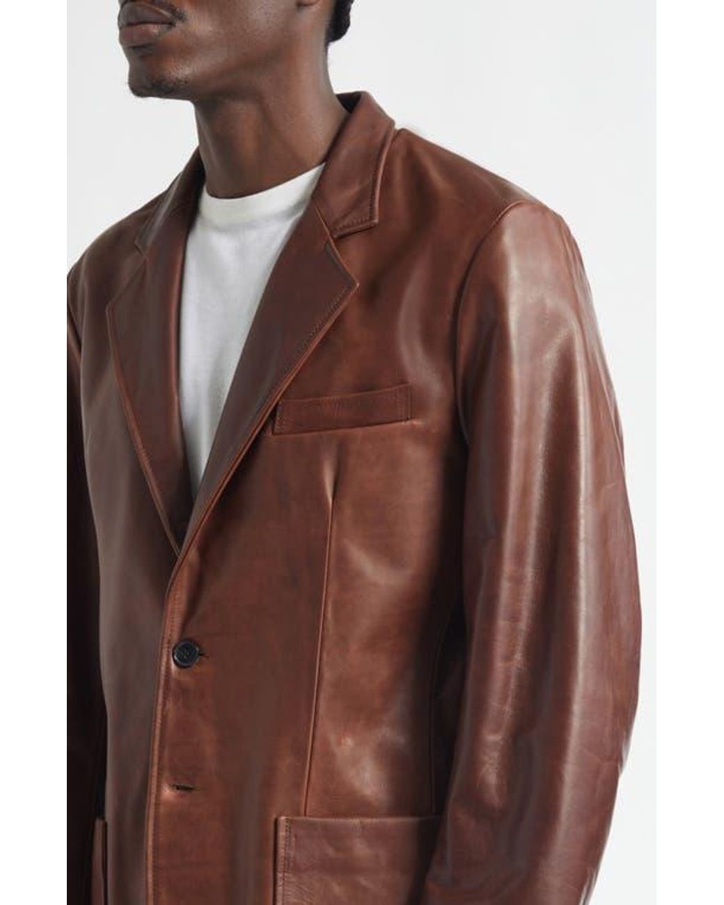 Second Layer Brown Saico Leather Blazer for men