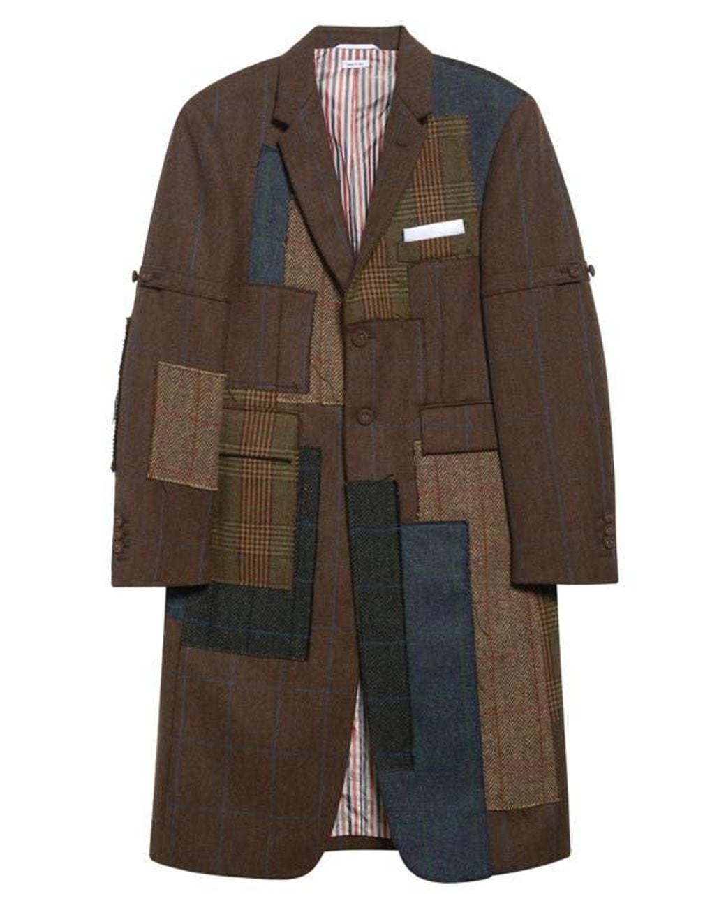 Thom Browne Black Patchwork Wool Coat for men