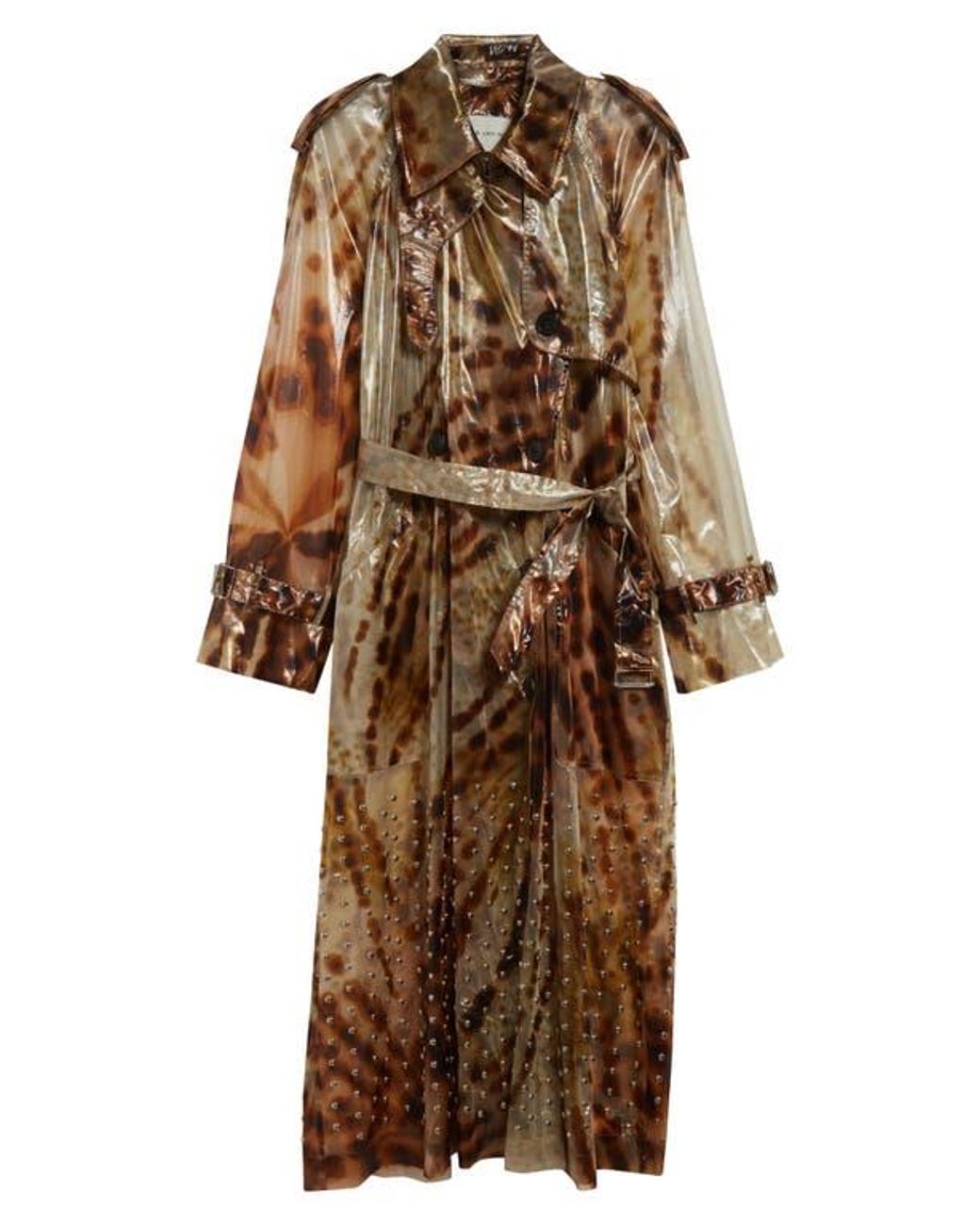 VIP【送料関税込】 DRIES VAN NOTEN RISTO PRINTED TRENCH COAT Dries Van Noten Risto Orchid Print Studded Sheer Trench Coat