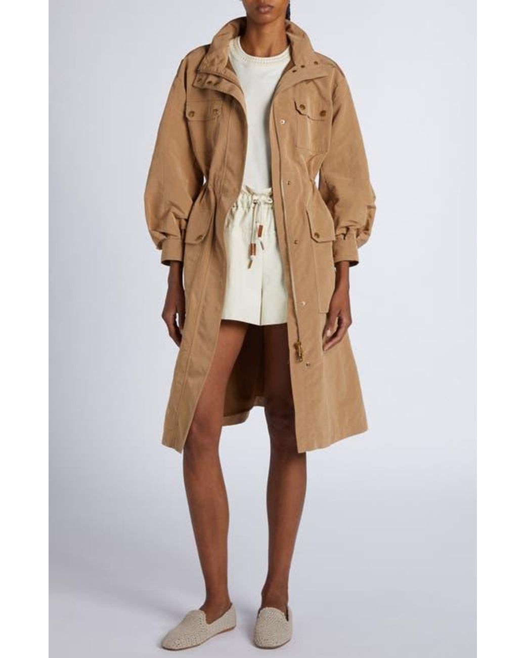 【送料&関税込】Moncler nantes Beige Polyester Blend Parka Moncler Nantes Gabardine Parka in Natural | Lyst