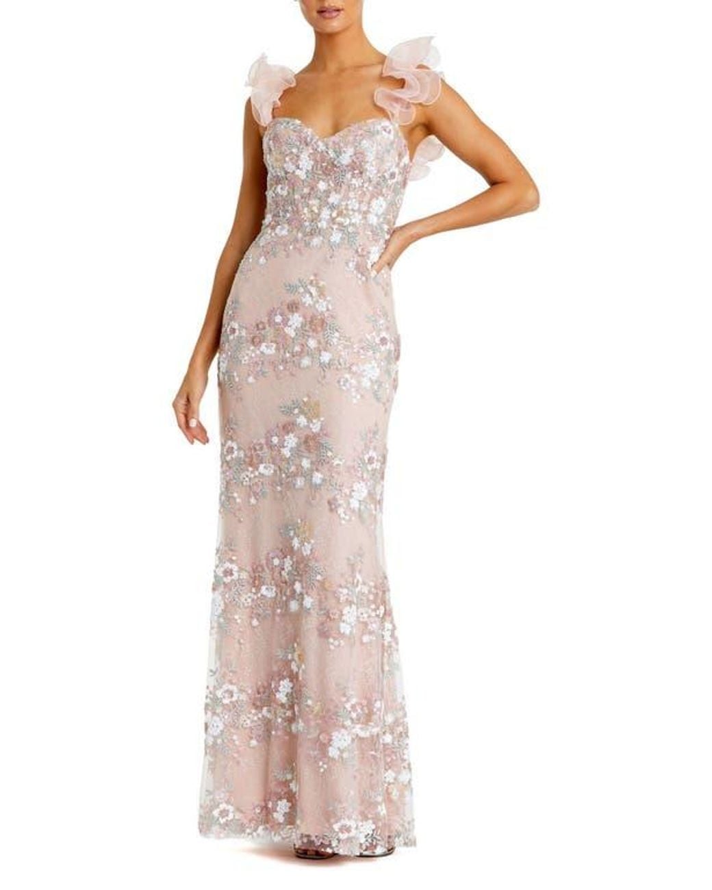chinese dress ladies Blue Bustier Embroidered Floral A-Line Dress main image 1