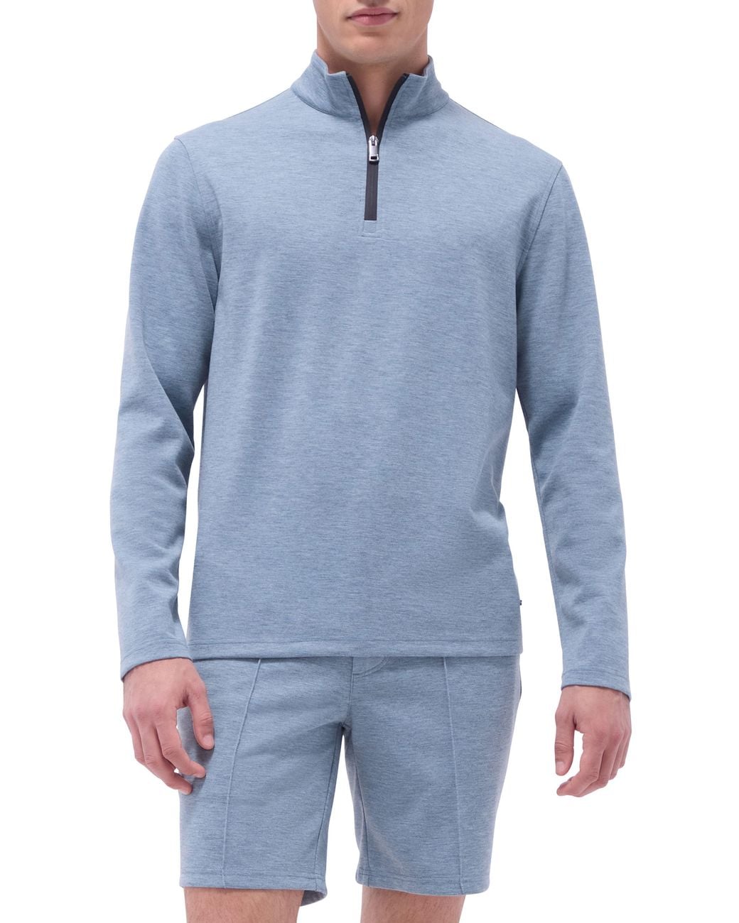 Bugatchi Blue Quarter Zip Performance Pullover for men