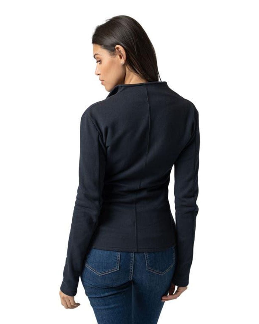 Saint + Sofia Blue Cotton Biker Jacket