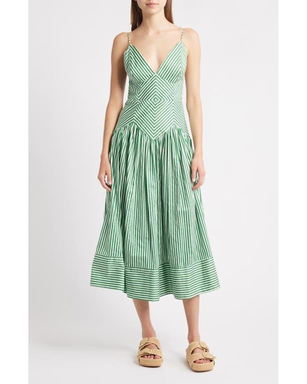 farm rio a line green dress Green Ayla Long Sleeve Ruffled Maxi Dress