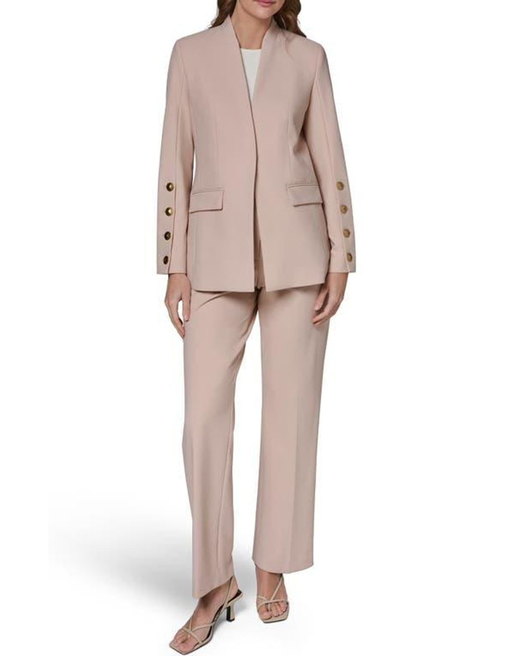 Donna Karan Pink Button Sleeve Blazer