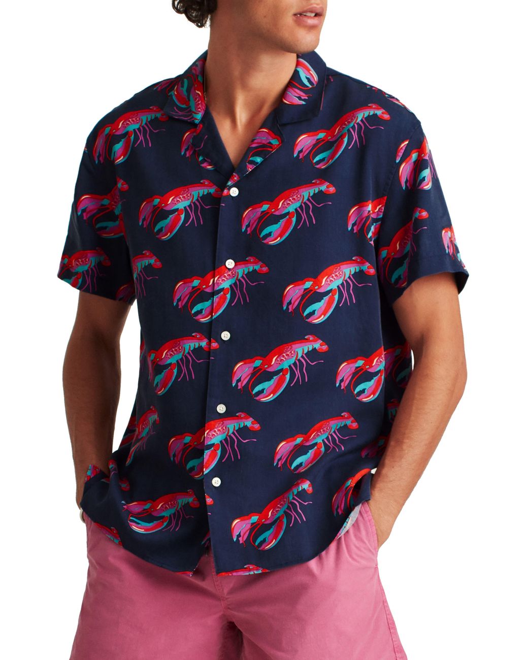 Bonobos Cabana Lobster Print Short Sleeve Buttonup Shirt in Blue for