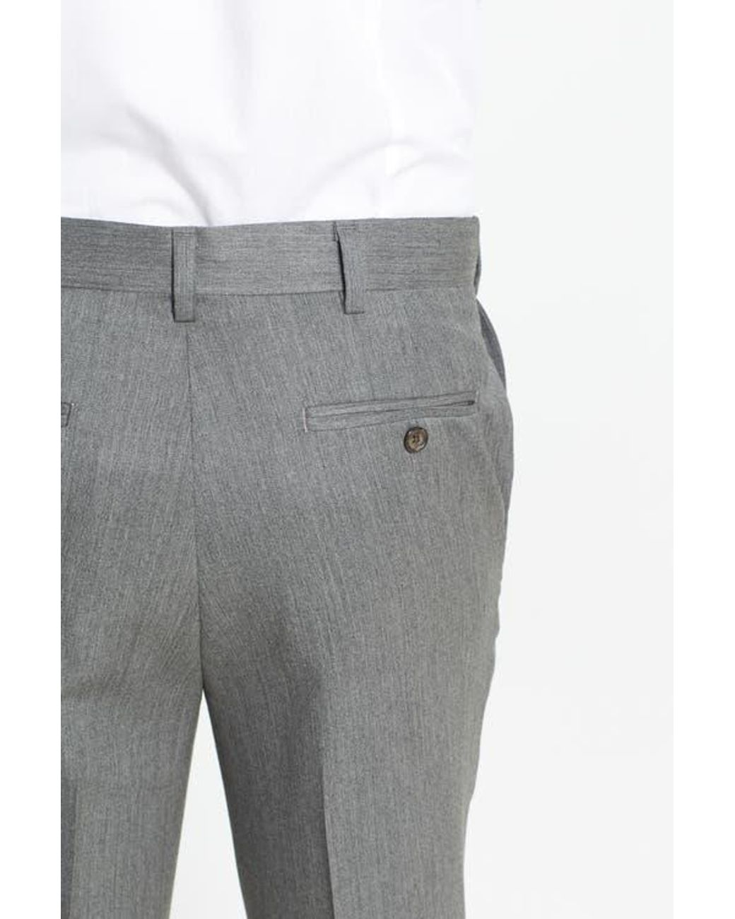 Berle Blue Self Sizer Waist Flat Front Classic Fit Wool Gabardine Trousers for men