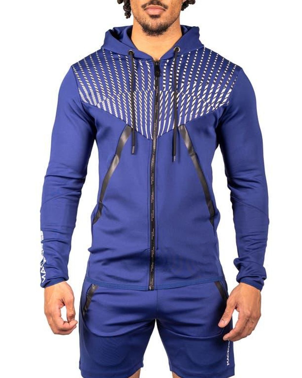 Maceoo Blue Shield Zip Hoodie for men