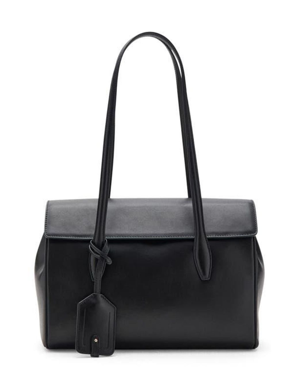 Mango Black Medium Leather Shoulder Bag With Charm