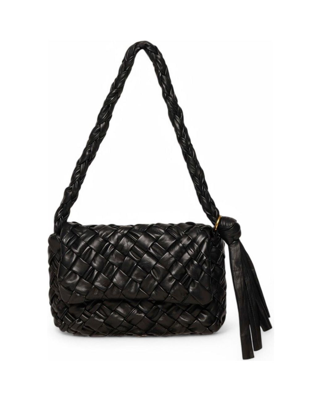 Walter Baker Halston Woven Flap Shoulder Bag in Black | Lyst