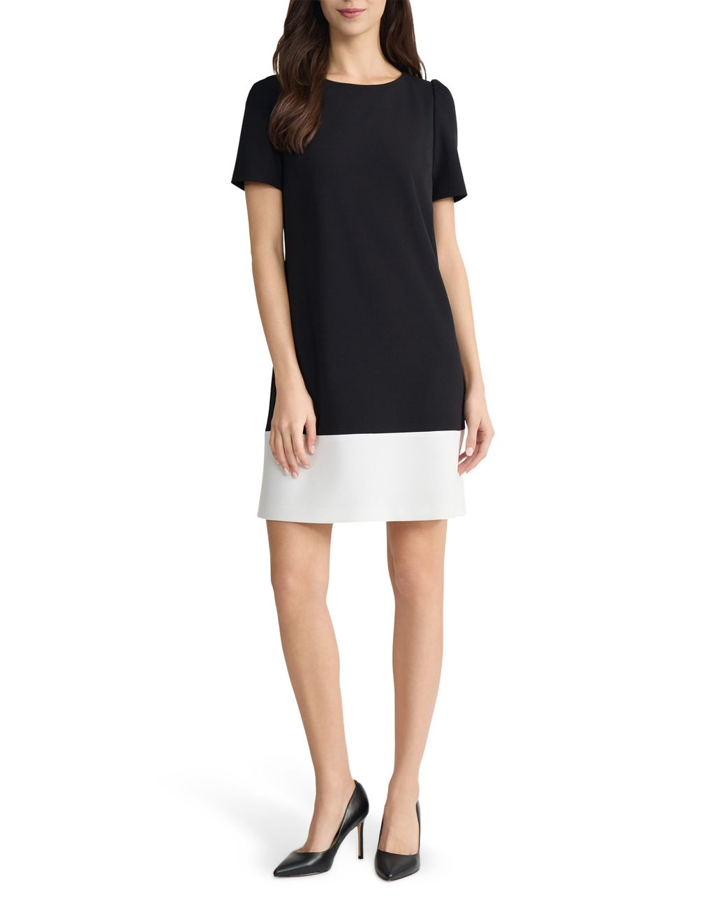 Kasper Black Colorblock Shift Dress