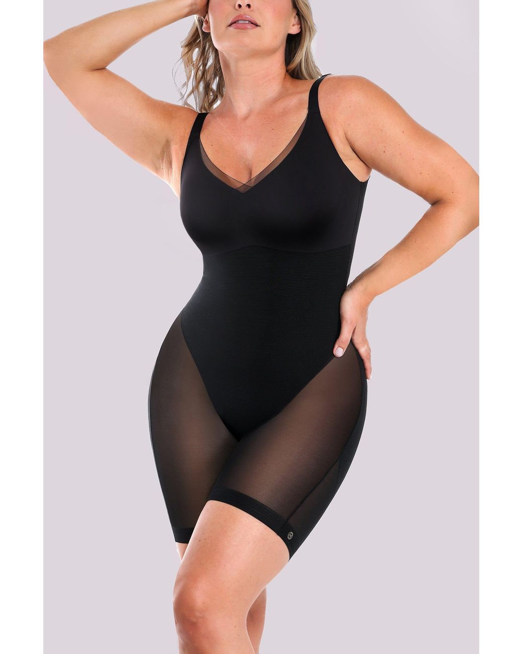 Shapellx Black Meshsmooth Butt-Lifting Bodysuit