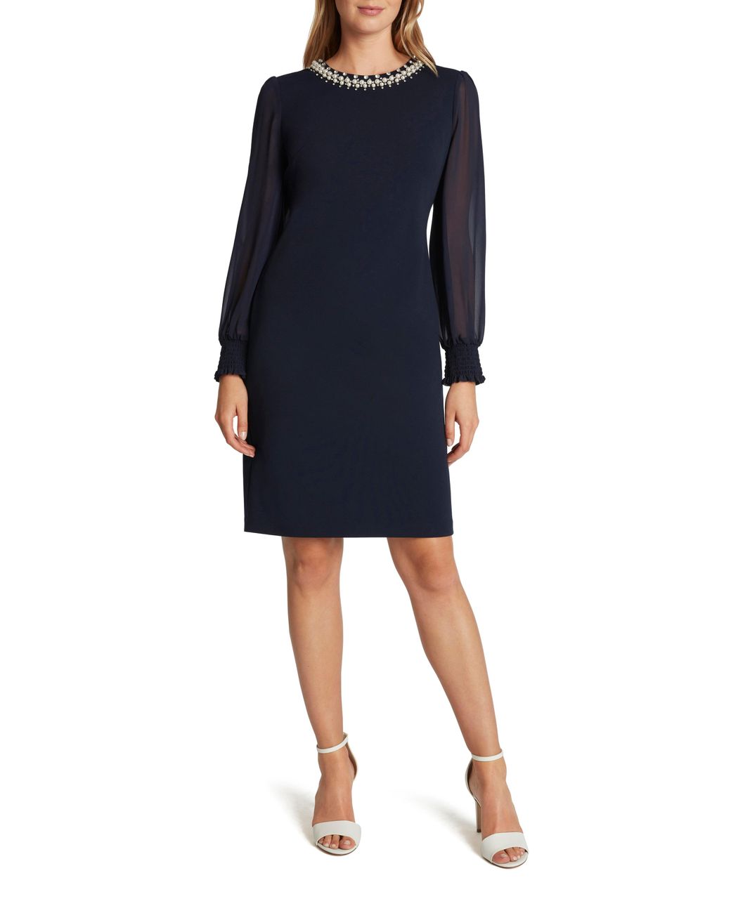 tahari dress navy
