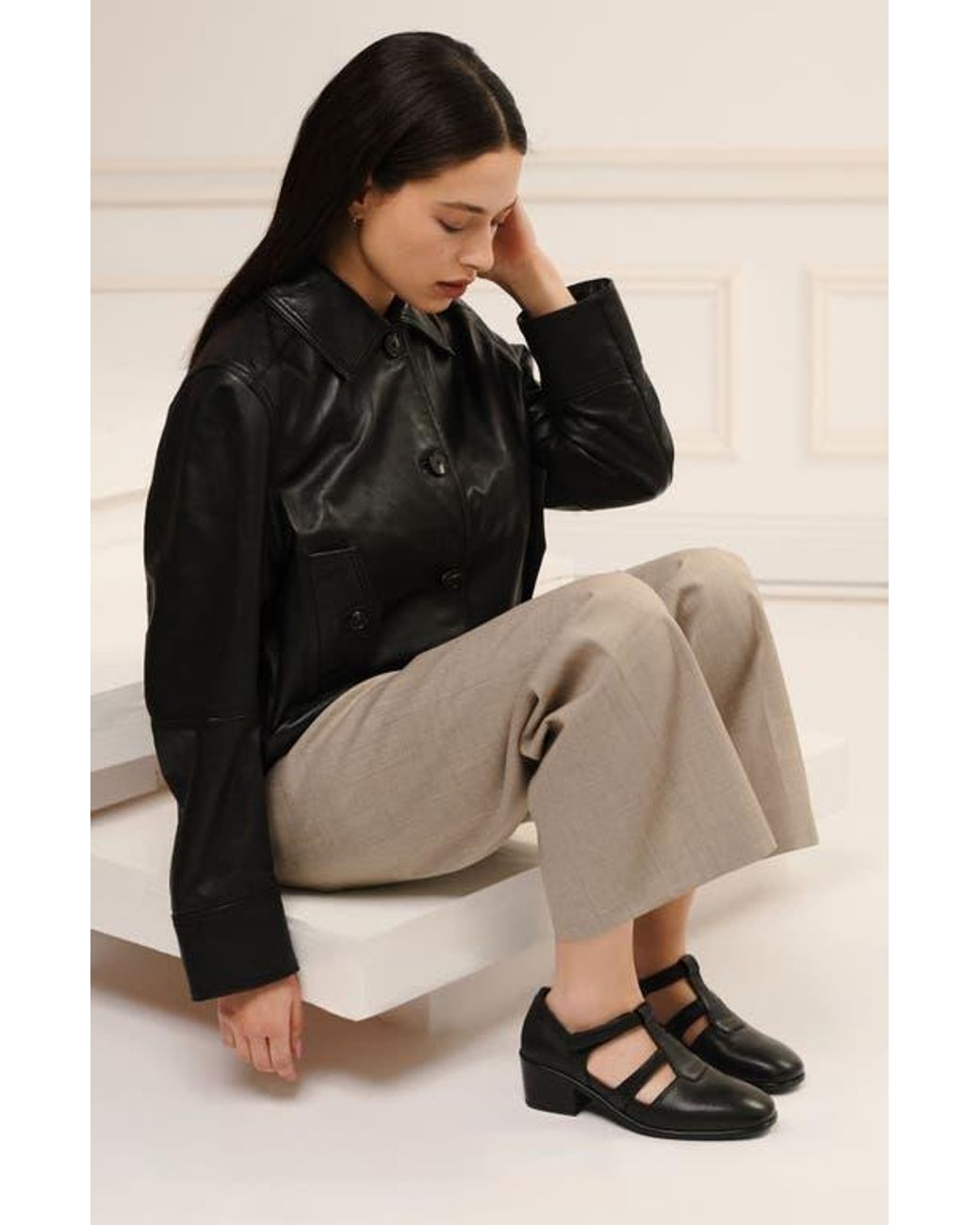 Naot Black Authentic T-Strap Pump