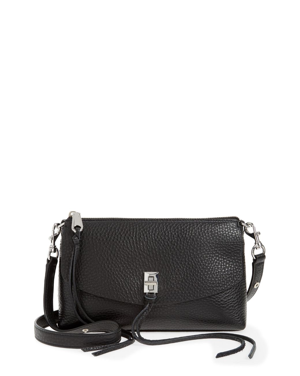 Rebecca Minkoff Darren Top Zip Leather Crossbody Bag in Black - Lyst