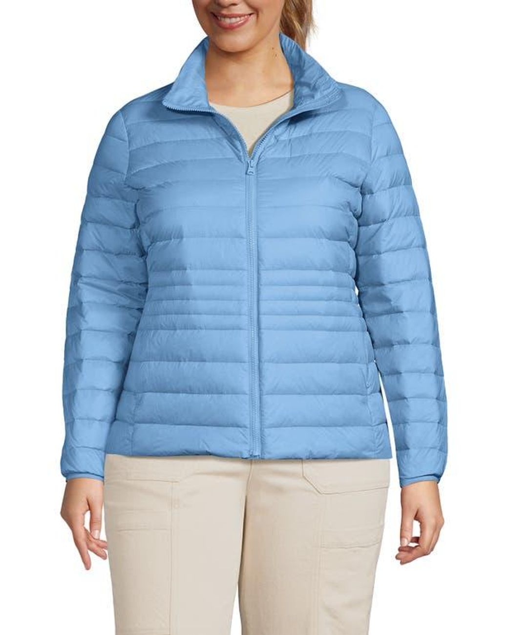 Lands' End Blue Plus Size Wanderweight Packable Down Jacket