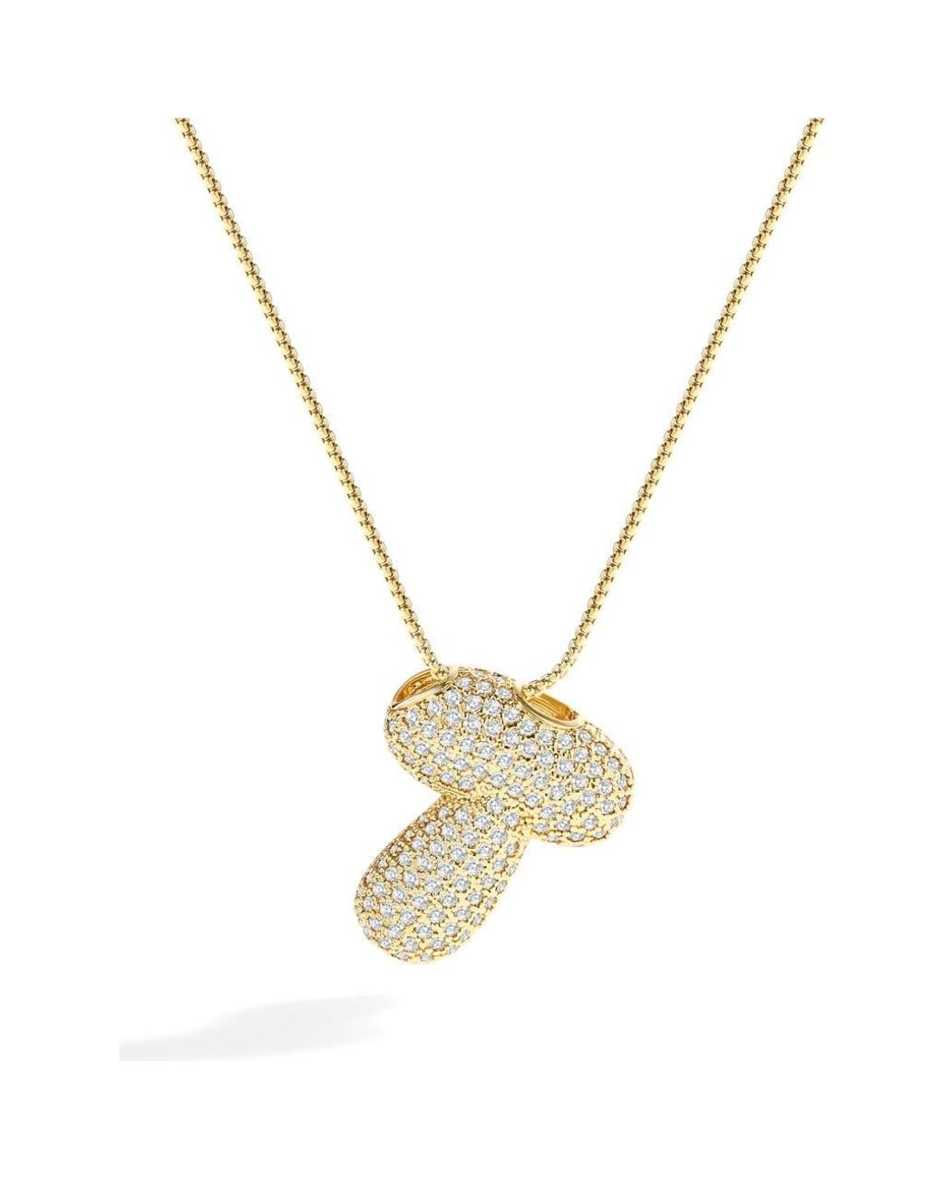Mint & Lily Metallic Pave Bubble Initial Necklace