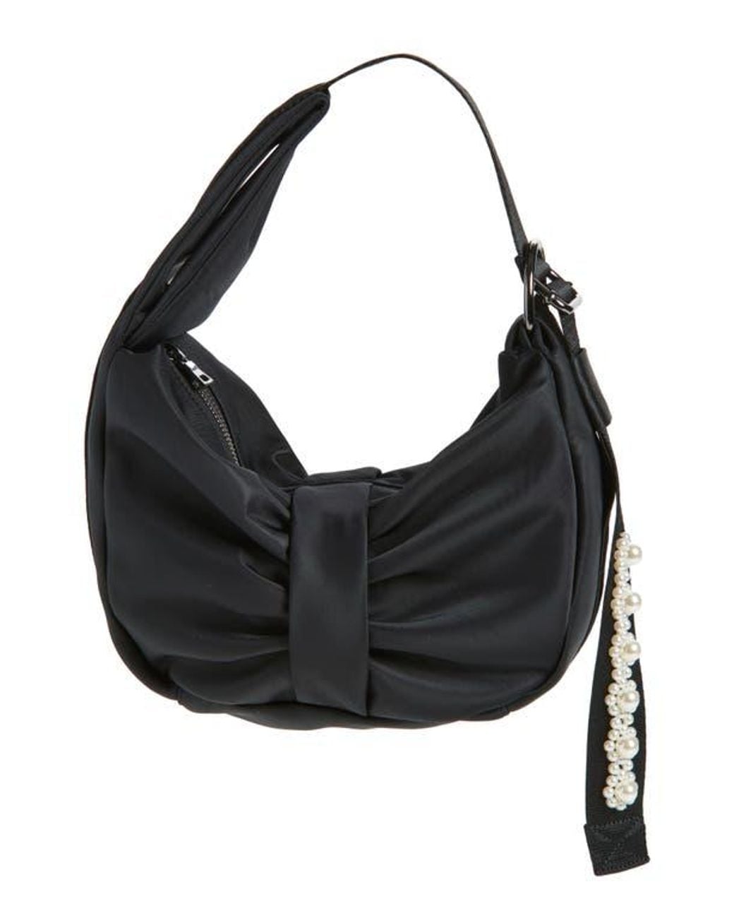 Simone Rocha Black Mini Bow Sateen Sling Bag