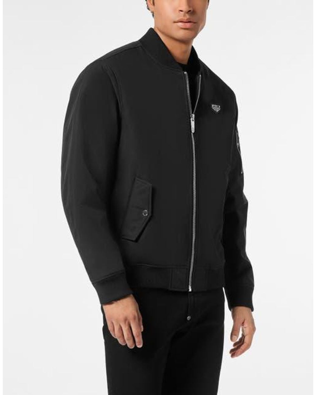 Philipp Plein Black Nylon Bomber Jacket for men