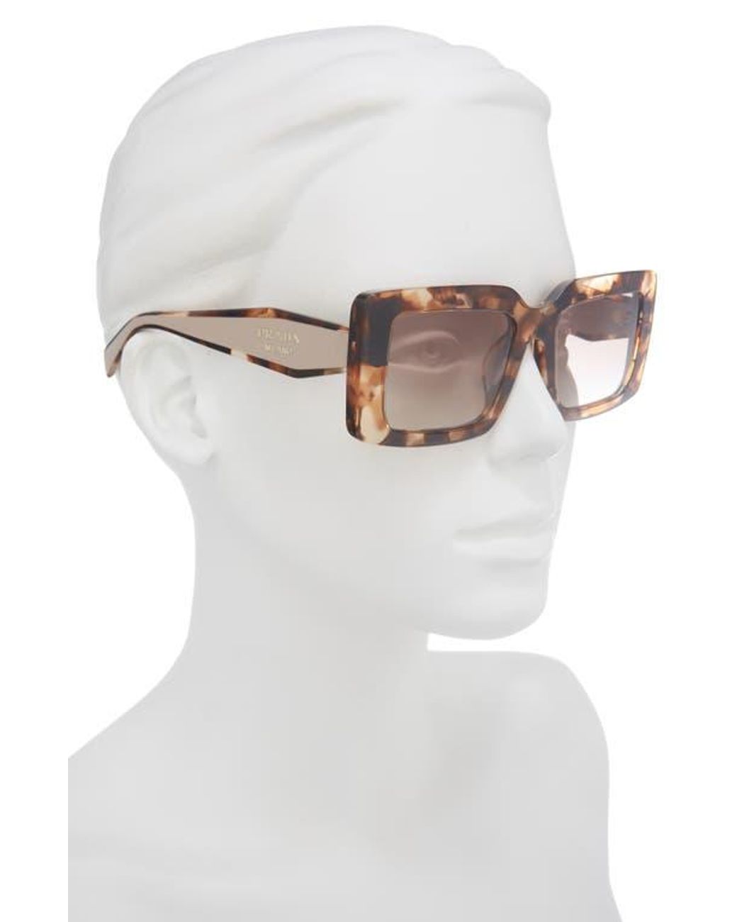 Prada Brown 53Mm Rectangular Sunglasses