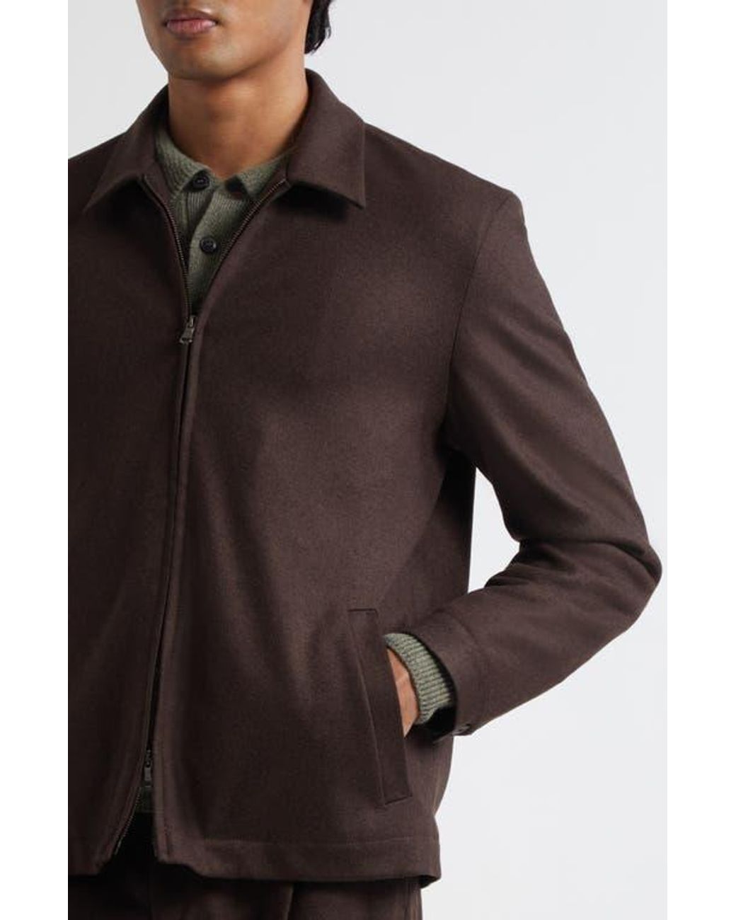 Sunspel Black Boiled Wool Zip Jacket for men