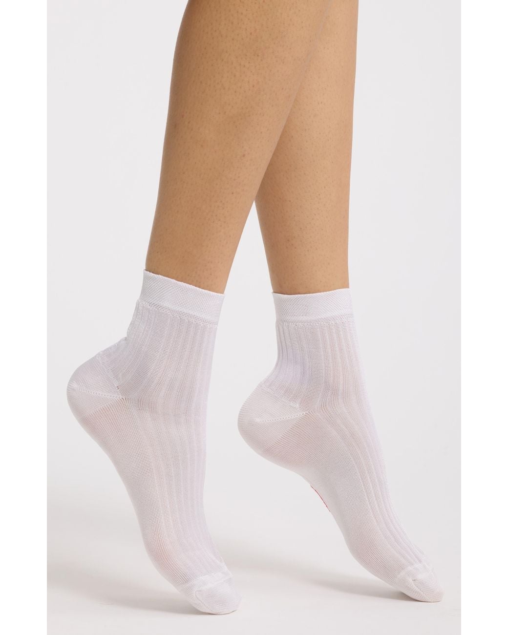 Stems White Rib Quarter Socks