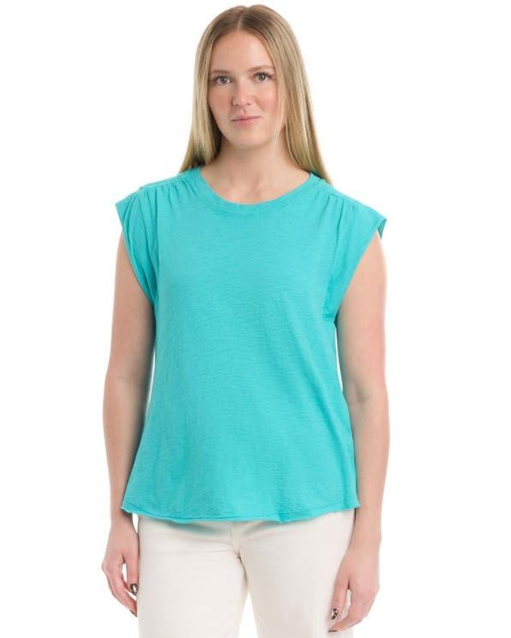 Wilt Blue Ruched Shoulder Tee