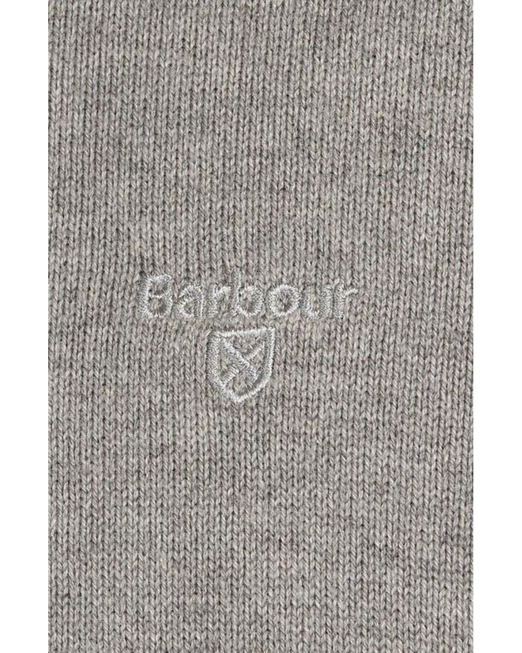 Barbour Gray Cotton Half Zip Sweater for men