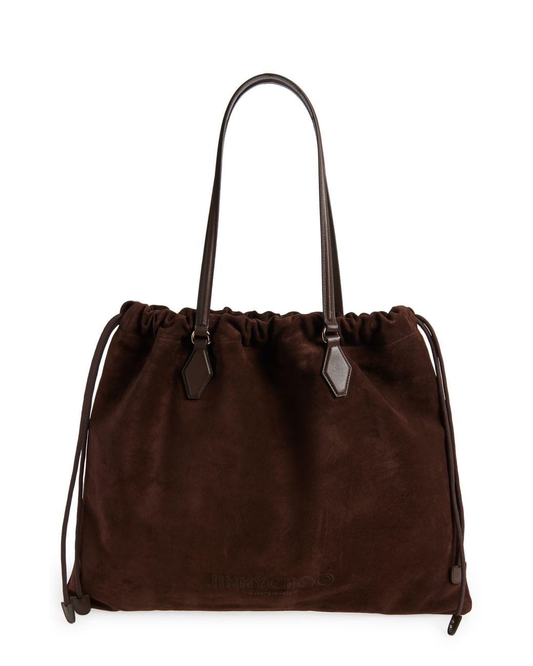 Jimmy Choo Brown Large Drawstring Leather Tote
