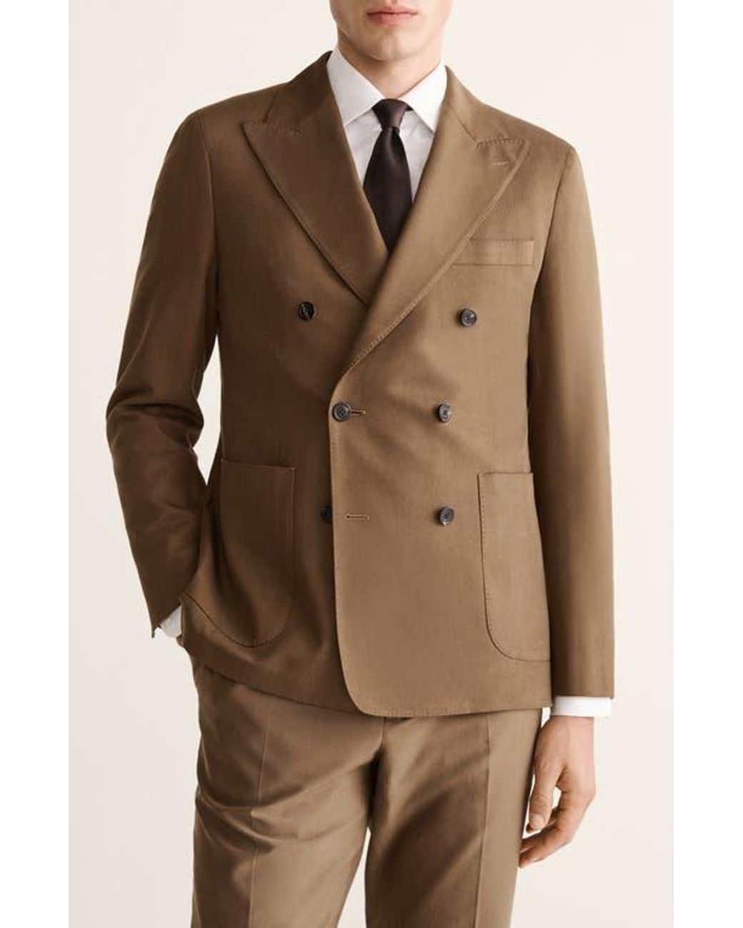 Mango Brown Double Breasted Slim Fit Jacket for men