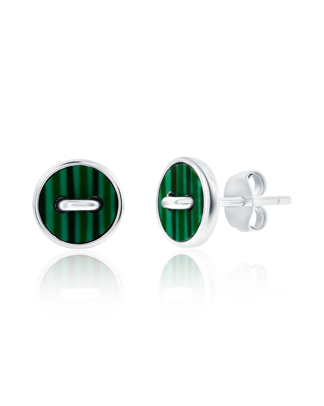 Donatello Gian Green Sterling Malachite Button Studs