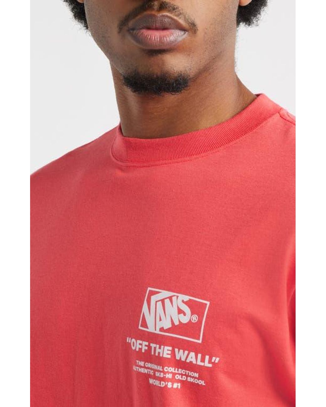Vans Red Stacked Hi Cotton Graphic T-Shirt for men