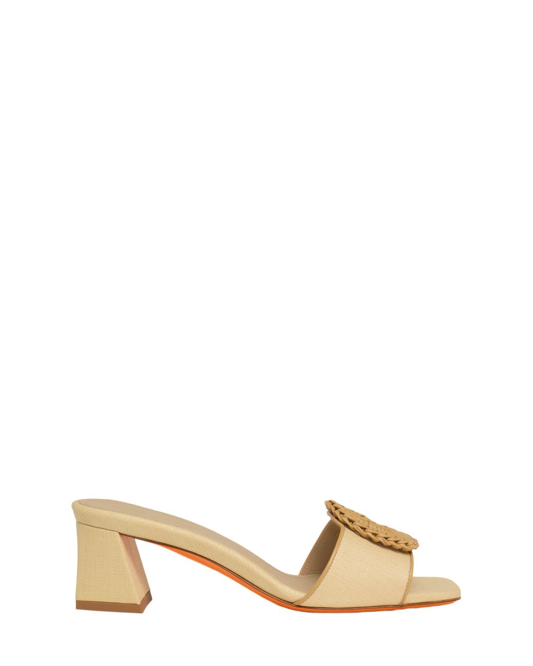 Santoni Metallic Raffia Mid-Heel Sandal