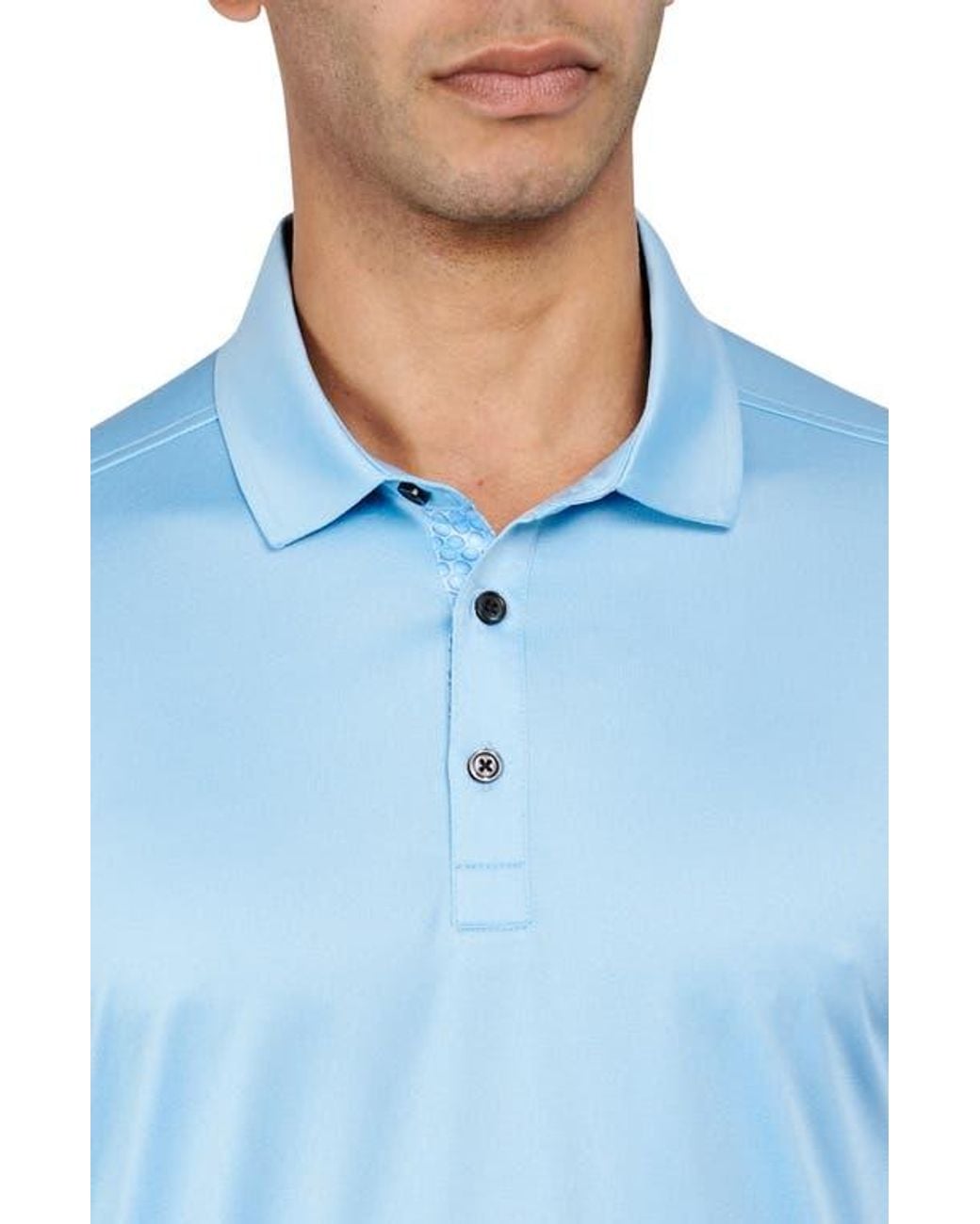 Con.struct Blue Regular Fit Solid Recycled Performance Golf Polo for men