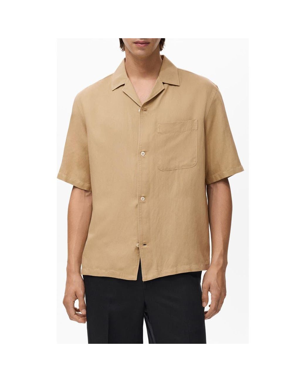 Mango Natural Regular Fit Camp Shirt for men