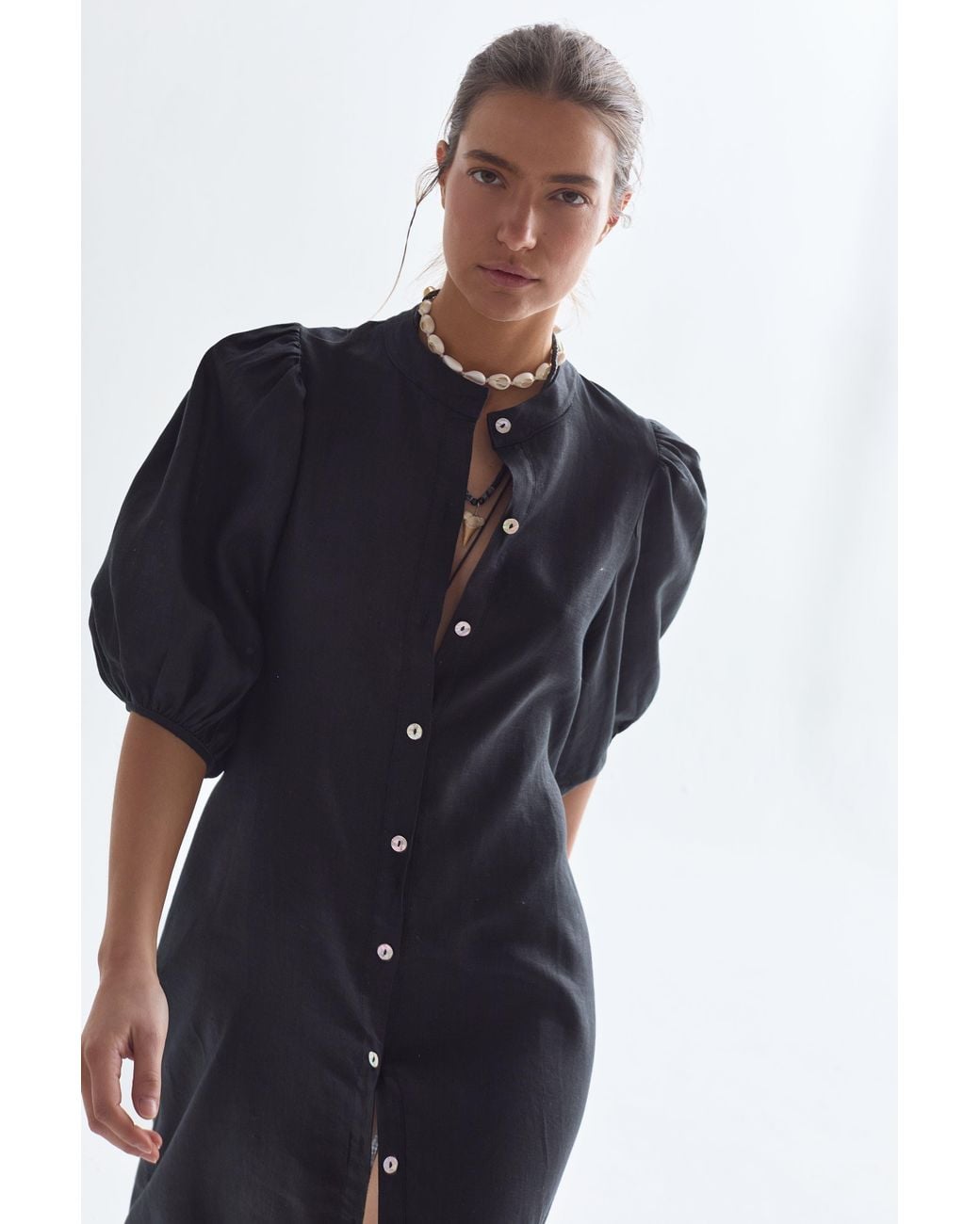 Lanhtropy Blue Bubble Linen Dress
