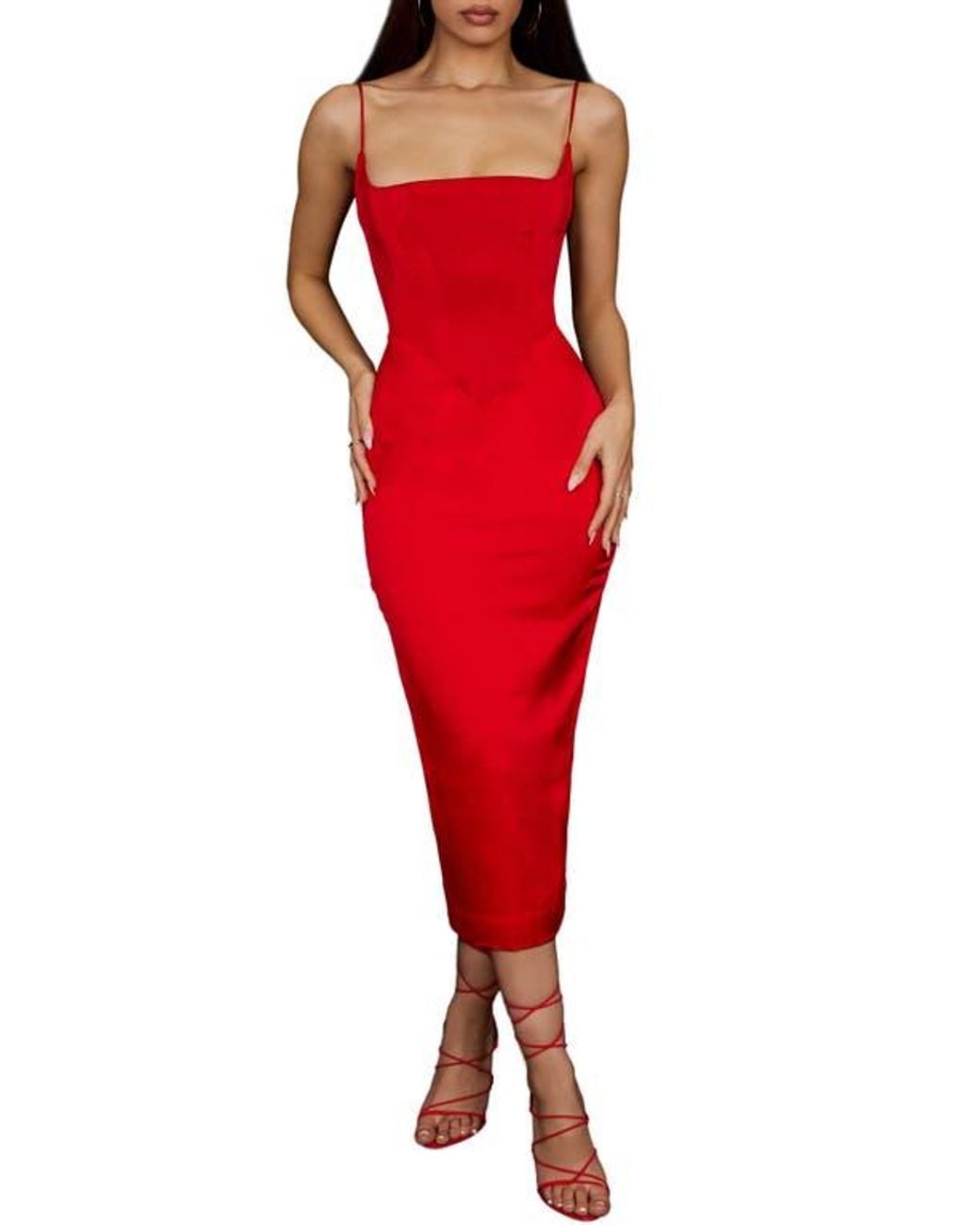 knee length dresses for ladies House of CB 'Lady' Midi Dress – HONEY HIRE BOUTIQUE main image 1