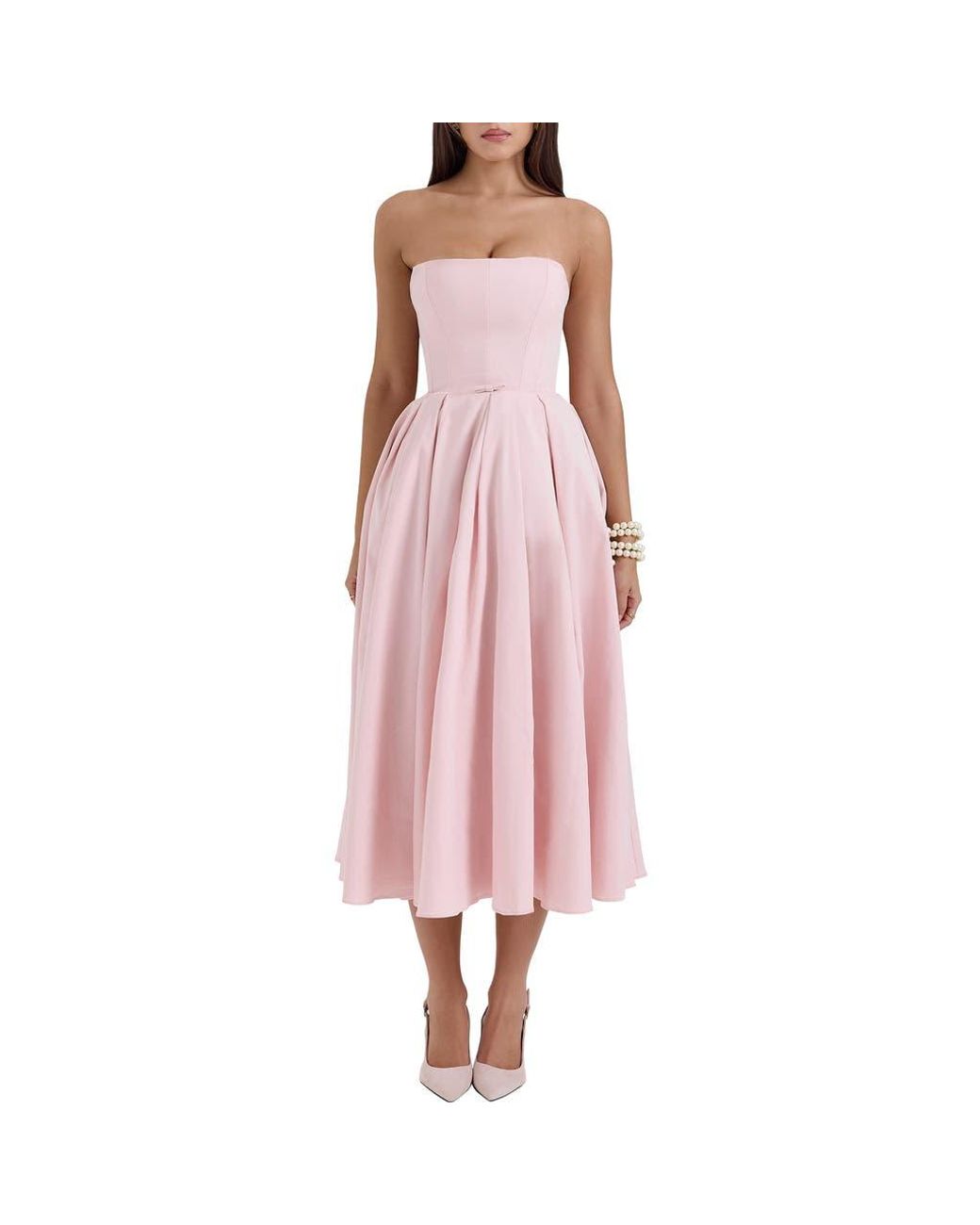 House Of Cb Audrey Strapless Fit & Flare Dress in Pink | Lyst
